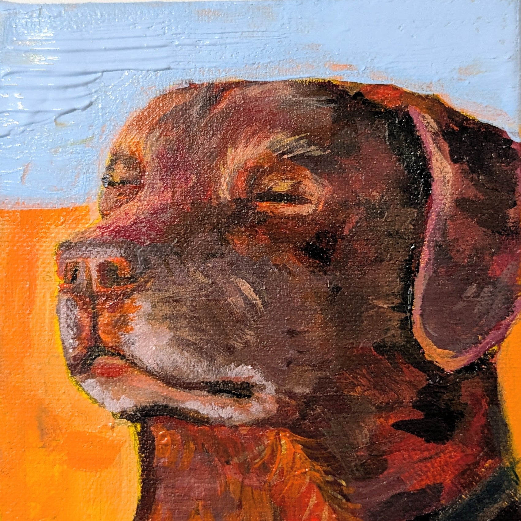 12 x 12 cm Acrylic dog painting